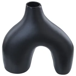 Blumenvase Abstrakt LAMIA handgefertigt Porzellan 30 cm Schwarz