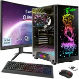 gamemax PC-Komplettsystem »Multimedia-PC Rockstar SET02498«, Windows 11 + MSI G32C4 E2 Monitor Curved 80cm (32")