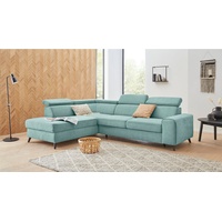 exxpo - sofa fashion Ecksofa »Forza, L-Form«, inklusive Kopf- bzw. Rückenverstellung, wahlweise mit Bettfunktion blau