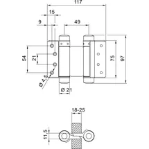 DENI Deni, Pendeltürband Stahl vernickelt 100mm