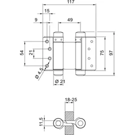 DENI Deni, Pendeltürband Stahl vernickelt 100mm