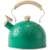 Wasserkessel Induktion Teekessel Pfeifenkessel Gasherd Flötenkessel Edelstahl Wasserkocher Gasherd Teakettle Wasserkessel Pfeifende für Küche Wandern Camping 2.5L Grün