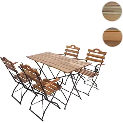 Biergarten-Set HWC-J40, Bistroset Klapptisch Klappstuhl, Gastronomie-Qualit√§t Akazie MVG-zertifiziert ~ naturfarben
