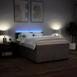 vidaXL Boxspringbett mit Matratze Taupe 140x200 cm Stoff