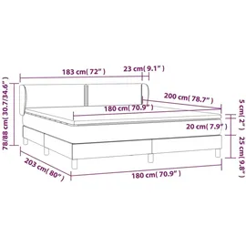 vidaXL Boxspringbett mit Matratze Schwarz 180x200 cm Stoff
