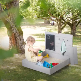 roba Sandkasten mit Deckel, Tafel & grau