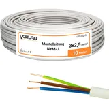 NYM-J 3x2,5 mm2 10m Ring Mantelleitung Installationskabel Stromkabel Feuchtraumkabel Kupfer