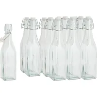 VBS XXL Glasflaschen mit Bügelverschluß Eckig 500ml 12 Stück