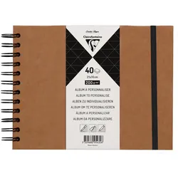 Clairefontaine 3x Album DIY zum Personalisieren, 40 Blatt Kraftpapier 200g im Format 21x16 cm, Umschlag aus Kraftkarton - Kartonbraun 95432C