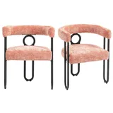 Fanttik Esszimmerstuhl Esstisch und Stühle 2er Set, Samt Esszimmerstuhl Set (Küchenstühle Esstisch und Stühle, mit runder Rückenlehne Design, 2 St), Perfekt für Esszimmer, Küche, Büro, sogar als dekorative Stühle rosa