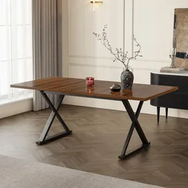 stilvora Esstisch 180 x 75 x 90 cm Walnussfarben/schwarz