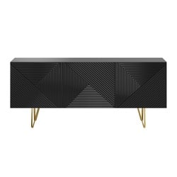 Sideboard schwarz und goldfarben 3-türig L160 cm OZEN