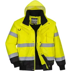 Warnschutz Pilotenjacke "C465" Kontrast - L - gelb/schwarz