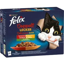 felix® Katzen-Nassfutter Doppelt lecker Délicieux duos Geschmacksvielfalt vom Land mit Gemüse 12x 85,0 g