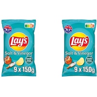 Lay's Salt & Vinegar – Knusprig gewürzte Kartoffelchips für eine gelungene Party (9 x 150 g) (Packung mit 2)