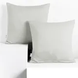 DecoKing 2 Kissenbezüge 80x80 cm Jersey 100% gekämmte Baumwolle Reißverschluss Silber Amber