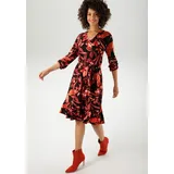 Aniston CASUAL Jerseykleid Blüten/Blätter Braun/Rot/Schwarz 48
