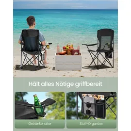 Songmics Campingstuhl 2er Set Schwarz