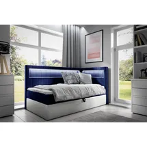 Fun Möbel Kinderbett Fabian 92 x 214 cm Holz hochglänzend blau/weiß