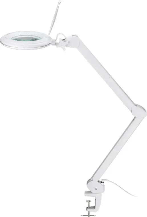 Kaltlicht LED Lupenleuchte mit Tischklemme, Helligkeit und Lichtfarbe einstellbar, 10W, weiß