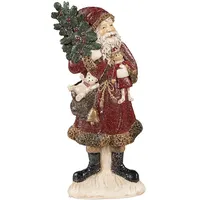 Clayre & Eef Figur Weihnachtsmann 9 x 4 x 23 cm Rot