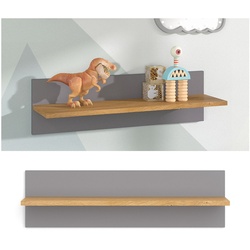VitaliSpa Wandregal Hängeregal Ablageregal Malia Grau Eiche modern 70x20 cm Kinderzimmer Regal Babyzimmerregal Kindermöbel Babymöbel Ablage Aufbewahrung