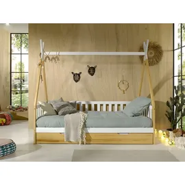 58 aufm Kessel Karyn 6 Kinderbett 206x96x185 Weiß/natur