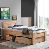 Schubkasten-Seniorenbett Ewen 120x200 cm Massivholz Kernbuche modern, mit Schubkasten