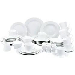 Kombiservice RETSCH ARZBERG "Geschirr-Set, Service Emilie", weiß, 50 tlg., Porzellan, Geschirr-Sets, 50 Teile, für 6 Personen