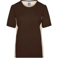 James & Nicholson Damen Workwear T-Shirt Kontrast - braun,