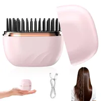 Tragbare Glätteisen Mini Kabellose Glättbürste, Wiederaufladbare Hair Straightener Brush mit USB-Aufladung, 3-stufige Temperaturregelung,10-Sekunden-Schnellaufheizung, Negative-Ionen-Haarpflege (B)