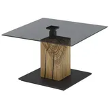 freiraum Couchtisch BALSTA, höhenverstellbar, Rollen, Eiche / schwarz / Glas - 70x45/63x70 (BxHxT) braun|schwarz