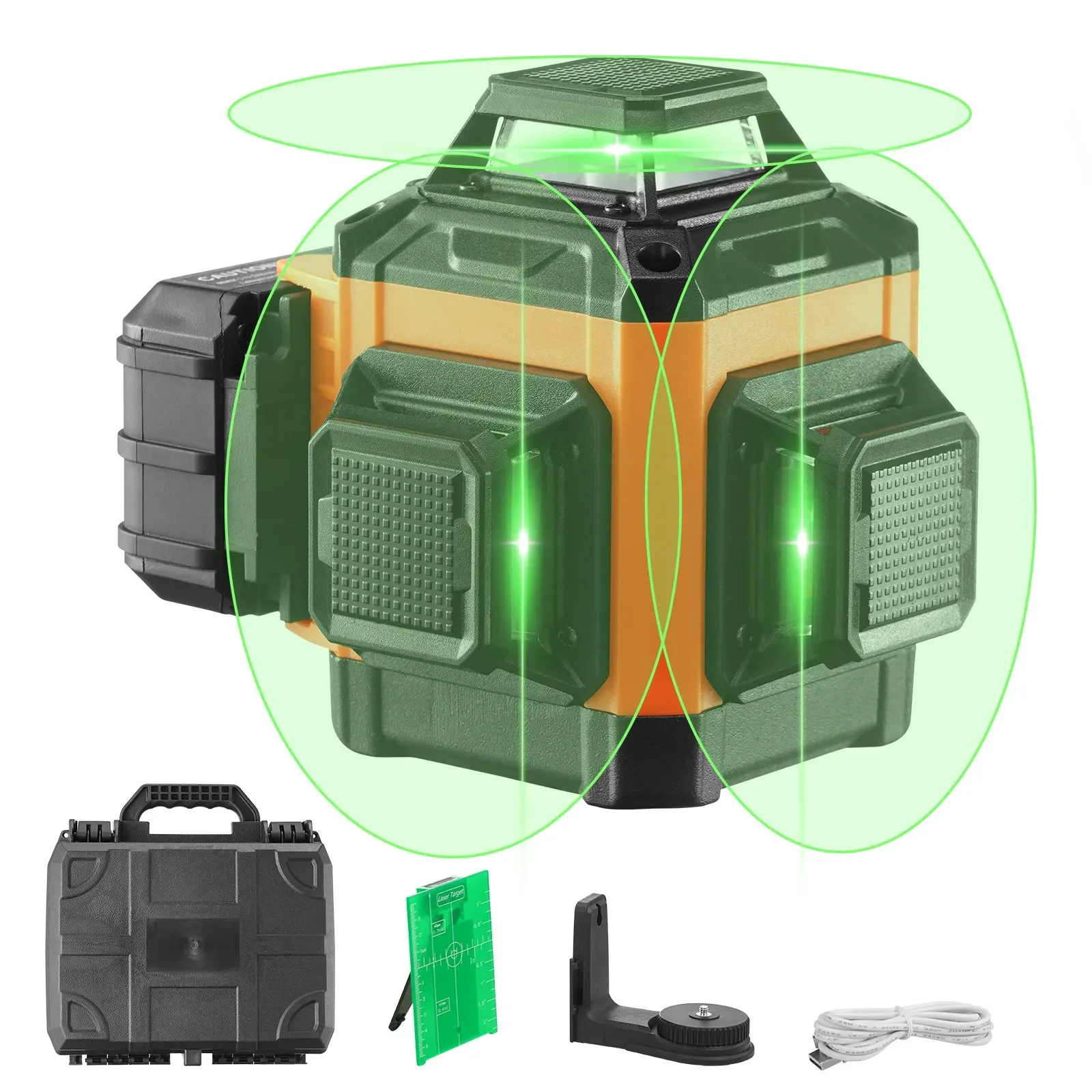 VEVOR Kreuzlinienlaser 30m Lasernivellier Selbstnivellierend Linienlaser 520nm±10nm Laserwellenlänge Baulaser ±0,28cm bei 10m Kreuzlaser ±3° 8 Std Dauerarbeitszeit inkl. Lithiumbatterie Typ-C-Leitung