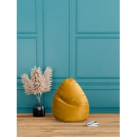 bookiepad Sitting Point Sitzsack BeanBag Marla XXL Samt Gelb Senf