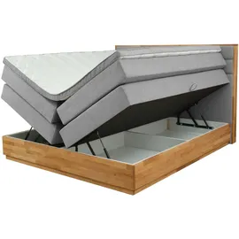 Home Affaire Boxspringbett HOME AFFAIRE "Evelina, Doppelbett, Polsterbett, Komfortbett, 160 & 180 cm", blaugrau, B:164cm L:210cm, 94% PES, 6% Nylon, Komplettbetten, Boxspringbett, inkl. 6 cm Topper, zwei Bettkästen, Taschen-Federkernmatratze in H3