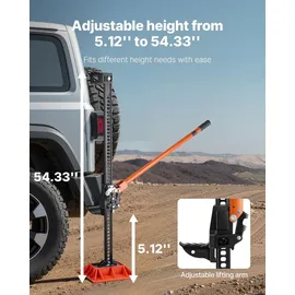 Vevor Farm Wagenheber Offroad mit Sockel High Lift Farm Jack (3,18 t) Offroad-Nutzwagenheber, Stoßstangenheber Hochleistungshebebühnen mit 130,1–1380 mm Hubbereich für Traktor LKW SUV