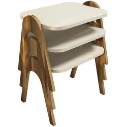 Skye Decor, Paris- Paris PRL, Nussbaumfarbe,,Creme, Couchtische, 42x48,6x35,5 cm, 100% Melaminbeschichtete Partikelplatte