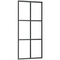 vidaXL Schiebetür ESG-Glas und Aluminium 90x205 cm Schwarz