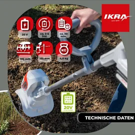 IKRA IAMH 20 Akku-Motorhacke, Arbeitsbreite 19cm, Arbeitstiefe bis 15,5cm, Laufzeit max. 30 Minuten, inkl. Akku & Ladegerät