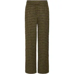 Stoffhose ICHI "Stoffhose IHKATE MOSLEY PA2", Damen, Gr. XL, N-Gr, grün (mayfly stripe jacquard), Obermaterial: 80% Polyester PES. 18% Baumwolle CO. 2% Elasthan EL., Basic, loose fit normal, Hosen