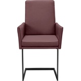 K+W Komfort & Wohnen Armlehnstuhl, Leder CLOUD, stabiles Hochkantrohr, Untergestell in Edelstahloptik oder schwarz, rot