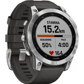 Garmin fenix 7S Standard silber mit graphitfarbenem Armband