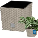 KOTARBAU® Blumentöpfe 9,8 L Mocca Höhe: 23 cm Pflanzentopf aus Kunststoff Übertopf mit Innentopf Blumentopf Set wie Rattan Pflanzentopf Innen Außen