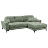Stella Trading Bern Ecksofa 281 x 189 cm, mit Schlaffunktion und Bettkasten Olive