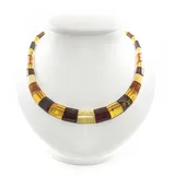 ROSWELL Collier Bernsteinkette Baltischer Naturbernstein Damen Schwarz Honig (1-tlg), Handgefertigtes Collier, echter baltischer Naturbernstein Butterscotch beige