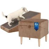WoofPuff Elite Hunderampe 2in1 | Sitzpouf & klappbare Rampe für Hunde | sicheres Einsteigen auf Sofa | rutschfest | handgefertigt | Premium Samtstoff Torre | Farbe: Torre04