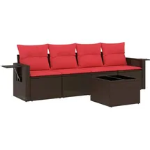 vidaXL Gartensofa-Set mit Kissen, braun, Polyrattan