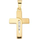 Kreuzanhänger ADELIA ́S "Damen & Herren 333 Gold Kreuz Anhänger mit Zirkonia", gold, Schmuckanhänger, Damen, Gold, mit Zirkonia für Damen & Herren