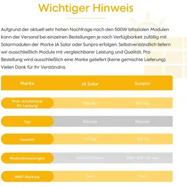 Growatt Balkonkraftwerk Full Black Bifazial 2000 W inkl. 800 W Wechselrichter + 4 x 500 W Solarmodule