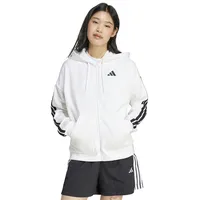 Adidas Essentials 3 Stripes Fleece Reißverschlusspullover - White / Black - M